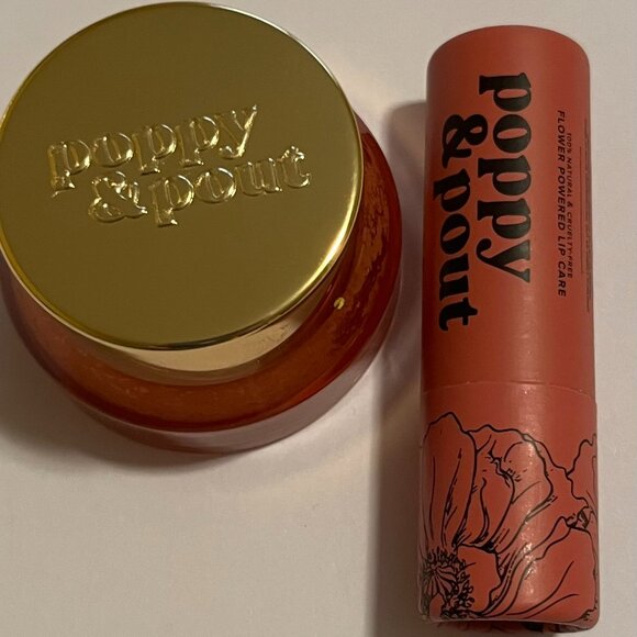 PRICE DROP Poppy & Pout 100% Natural Pomegranate Peach Lip Care Duo - Picture 4 of 5